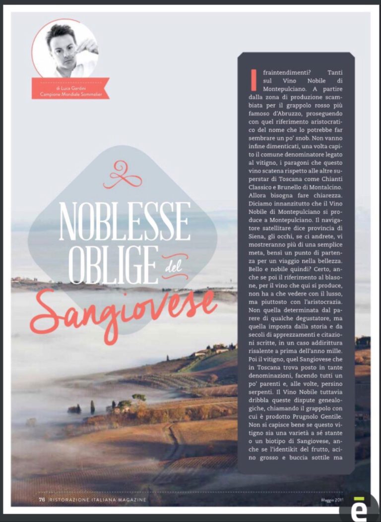 Noblesse oblige del Sangiovese – by Luca Gardini